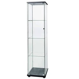 FLYMUHJIA Curio Cabinet Glass Display Case for Collectibles Cabinet Display Cabinet with Door 4-Shelf Display Shelves Showcase, 64.2”Hx16.9''Lx 14.6''W Black