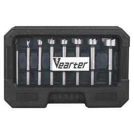 Vearter 8PCS Forstner Drill Bit Set, 1/4''-1-3/8'' High Carbon Steel Multi-Tooth Woodworking Tools with Round Shank, Self-Centering Hole Saw Cutter Hinge Boring Bits Kit for Wood, MDF, Particleboard