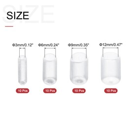 sourcing map 40pcs Round Rubber End Caps 3mm 6mm 9mm 12mm Clear Vinyl Cover Screw Thread Protectors Assortment Kit