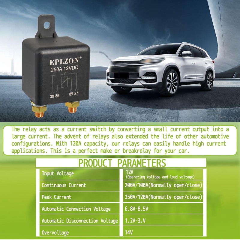 EPLZON 250A Continuous Duty Relay 250 Amp 12V DC 4
