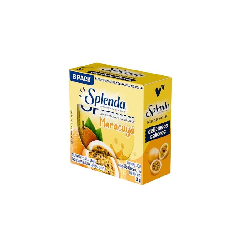 Splenda Maracuyá, Bebida en Polvo sin Azúcar, 8 sobres 56g