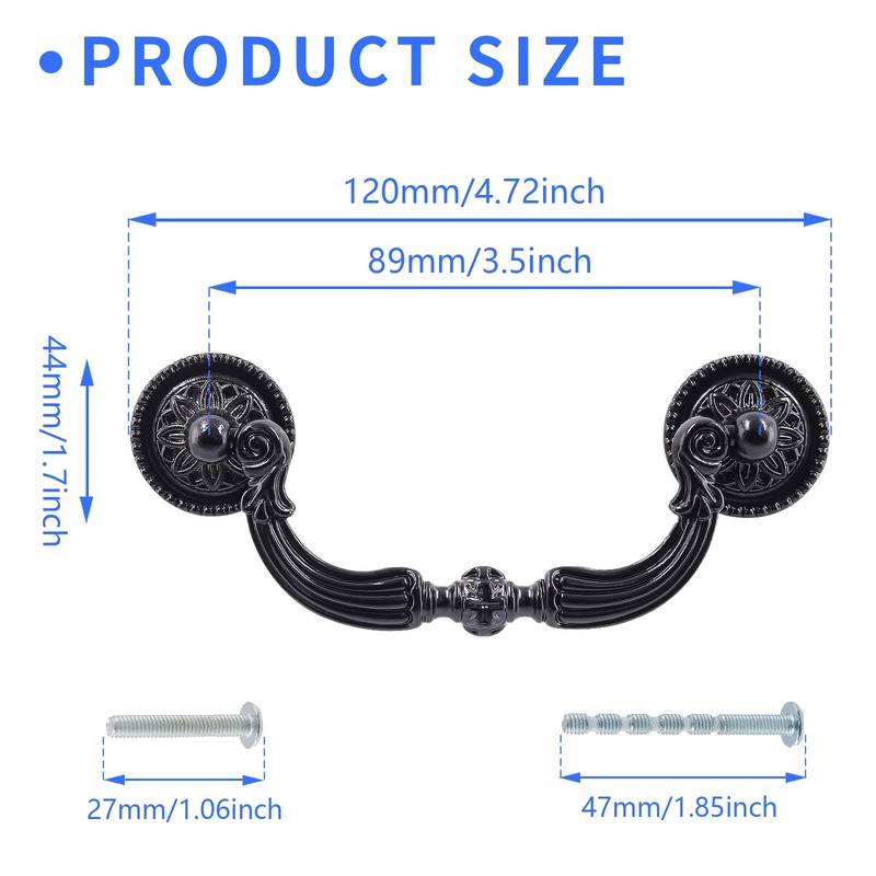 Moicstiy 4 Pack Antique Drop Drawer Pull, 3.5 Inch Hole