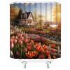 Garden Shower Curtain Elegant Tulip Flower Rustic Cabin Lodge Sunset