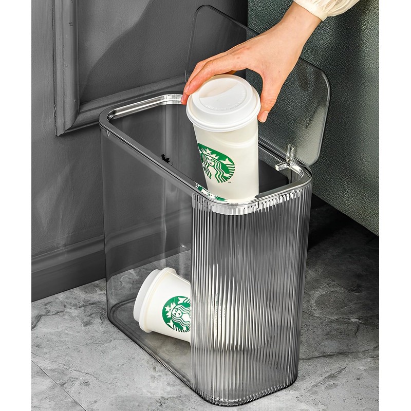 Sooyee Clear 14 Liter Bathroom Trash Can with Lid,3.9 Gallon