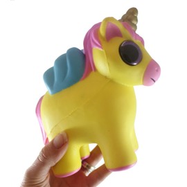 Curious Minds Busy Bags Large Yellow Unicorn Mystical Animal with Horn and Wings Slow Rise Squishies Slow Rise Foam - Scented Sensory, Stress, Fidget Toy (1 Yellow Unicorn)