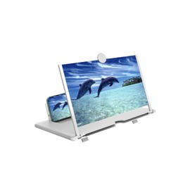 12" Mobile Phone Screen Magnifier，3D HD Mobile Phone Magnifier Projector Screen for Movies, Videos, Foldable Phone Stand with Screen Amplifier，Supports All Smartphones (White, 12 inches)