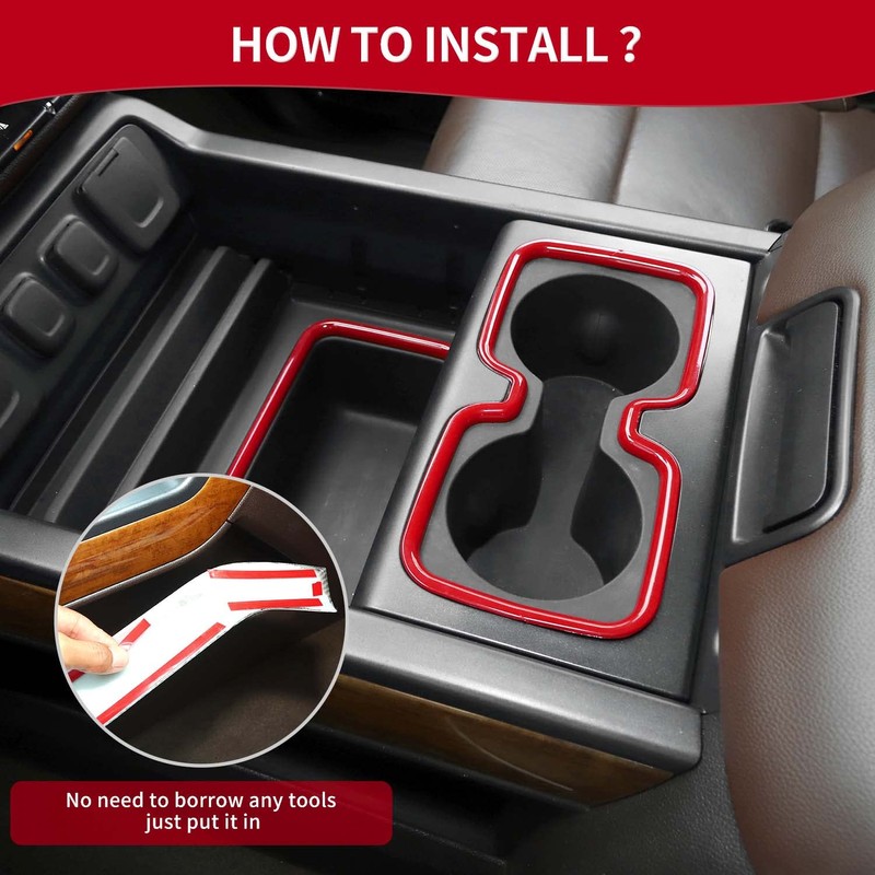 PDKLIN for Silverado Center Console Storage Bin Trim & Cup