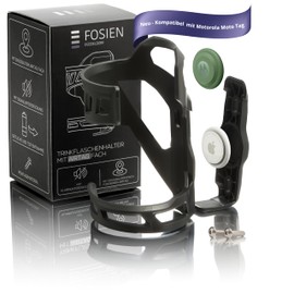 FOSIEN® Silent Track Cage - AirTag Bicycle Drink Holder Side with Silent AirTag Integration Bottle Holder Bicycle - (Black Standard)