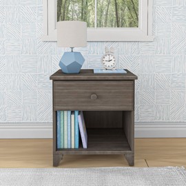 Max & Lily Classic Wood Nightstand with 1 Drawer, Kids Bedside Table/End Table, Small Nightstand for Bedroom, Blue