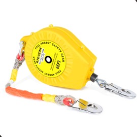RTOVZON 66FT RTOVZON Self Retracting Lifeline, Fall Arrest Fall Protection Dual Alloy Steel Hook Steel Wire Rope Heavy Duty Retractable Lanyard, Roofing Lifeline, SRL, Safety Lanyard