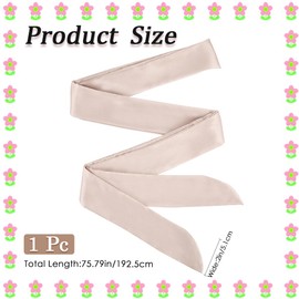 CRASPIRE 1.9m x 5cm Long Thin Chiffon Silk Light Brown Scarves Skinny Neck Tie Ribbon Neckerchief Waist Belt for Women Girls Clothes Decoration Wedding