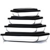 Eatex 8-Piece Deep Glass Casserole Dishes for Oven with Plastic