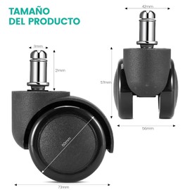 5 Piezas Ruedas para Sillas de Oficina, Boja Llantas para Silla de Oficina