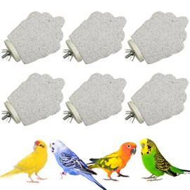 PINVNBY 6 PCS Bird Perch Parrot Beak Grinding Stone Calcium Mineral Parrot Perch Foot Claws Trimmer Chewing Toy Bird Cage Accessories for Small Medium Budgie Cockatiel Conure Lovebird (Grape)