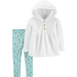 Carter's Baby Girl 2-Piece Fuzzy Hooded Top & Unicorn Legging Set (3T)