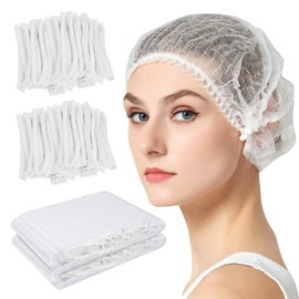 Worldity 200 Pack Disposable Bouffant Hair Nets, Non-Woven Hair Nets Food Service, Unisex One Size Fits Most, High Elasticity Hairnets for Kitchen, Salon, Industrial Use
