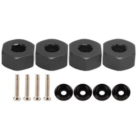 4pcs RC Hex Coupler Aluminum Hex Coupler 12mm Thickness 6mm Diameter WPL D12 1/10 RC Truck RC Car Spare Parts with Mounting Screws (Black BL)