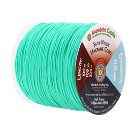 Mandala Crafts Nylon Satin Cord - 0.8mm Nylon Cord for Jewelry Making - 0.8mm Cord Nylon String for Bracelets Making - 109 Yds Teal Strings Rattail Chinese Knotting Cord