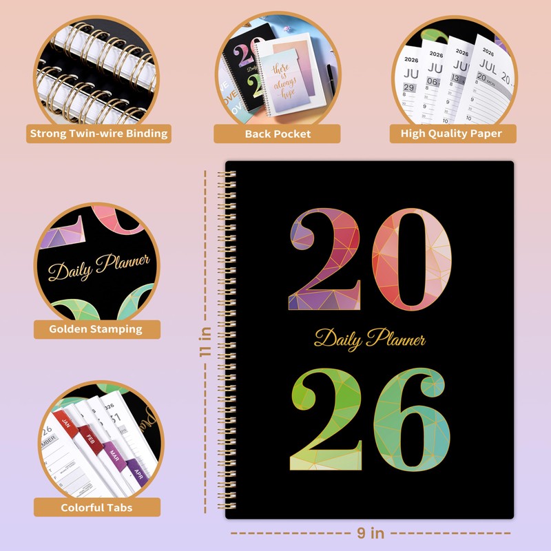 2026 Daily Planner - Appointment Book 2026, 9'' x 11'',