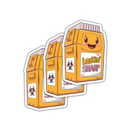(3 Pcs) Looking' Sharp Sticker - Funny Cute Sharps Container Sticker Gift for Nurse Doctor - Medical Pun - Nursing Decal - Decal 3 Inch for Laptop Water Bottles Phone