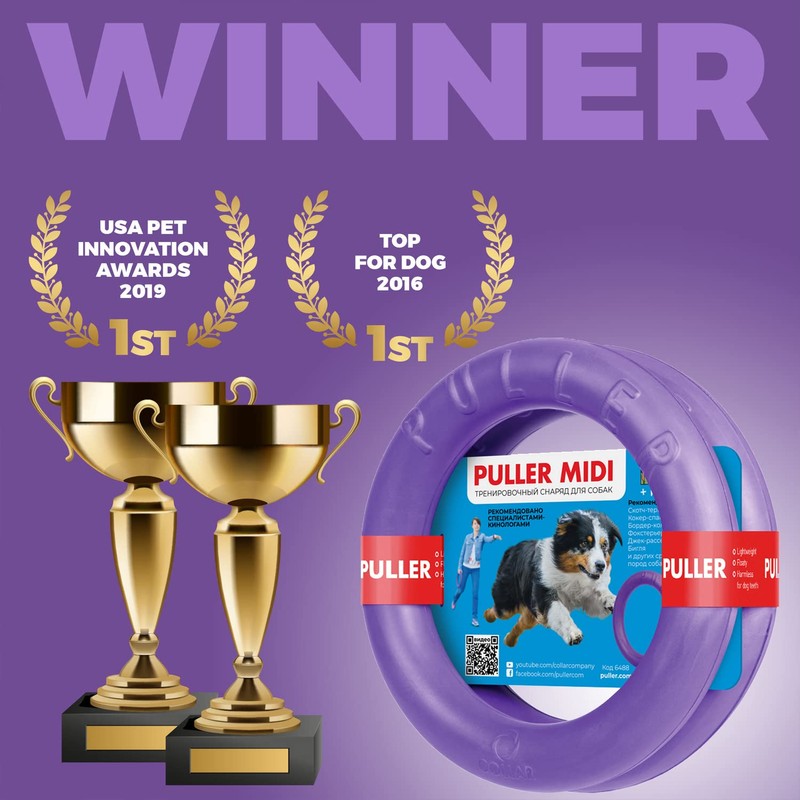 PULLER Midi Interactive Dog Toy Fitness Tool Set, purple