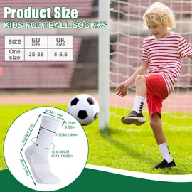 Zuimei 3 Pairs Kids Football Socks Grip Socks, Anti-Slip Football Sock Kids Ankle Sock for Boys Running Training (UK, Numeric, 4, 5.5, Regular, White)