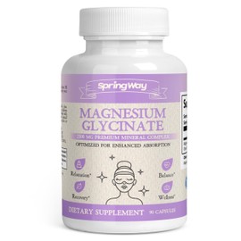 Spring Way Magnesium Glycinate 2500mg | Highly Absorbable Magnesium for Nutrient Support | Highly Absorbable Glicinato de Magnesio | Vegan & Gluten-Free, 90 Capsules