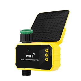 WiFi Sprinkler Timer, Solar WiFi Sprinkler Valve Timer for Garden Hose, Outdoor Automatic Irrigation Controller with Rain Delay Automatic Irrigation System Controller for Yards