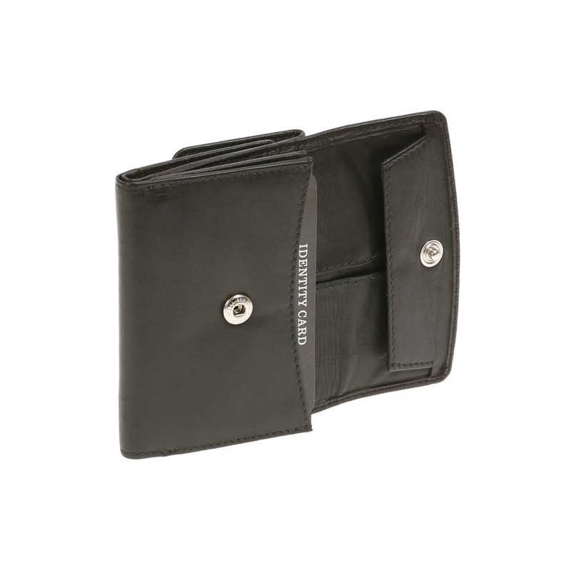 LEAS Opa Wallet with Large Coin Chute Real Leather Black