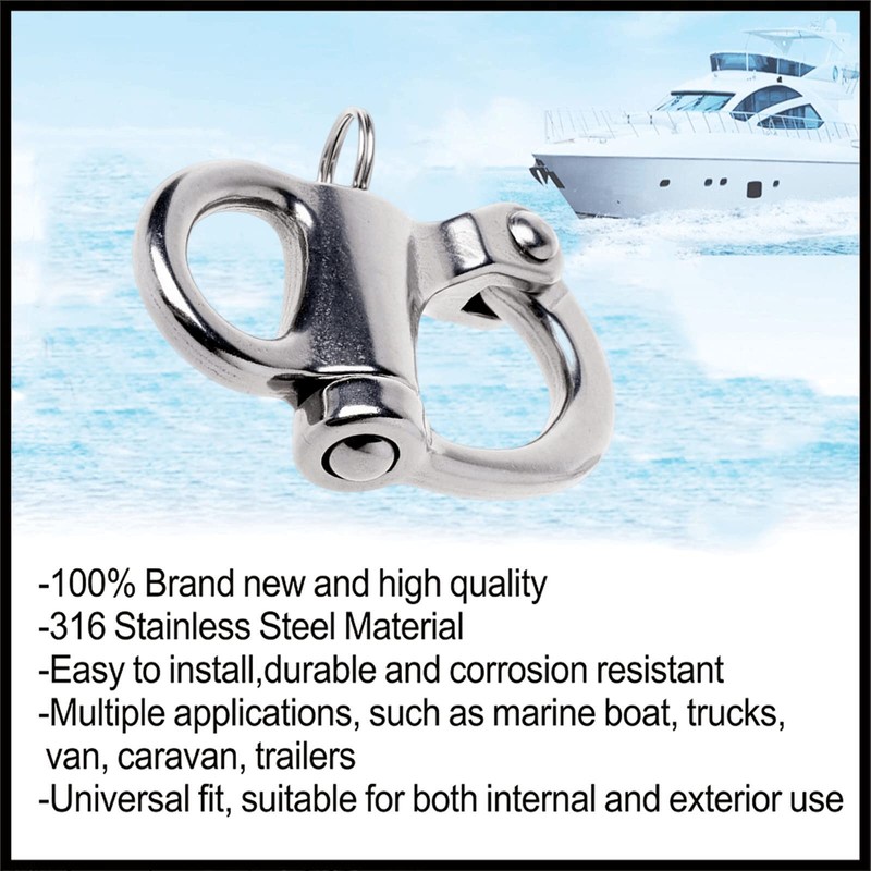 Pair of Stainless Steel 316 Fixed Snap Shackle，Quick Release Fixed