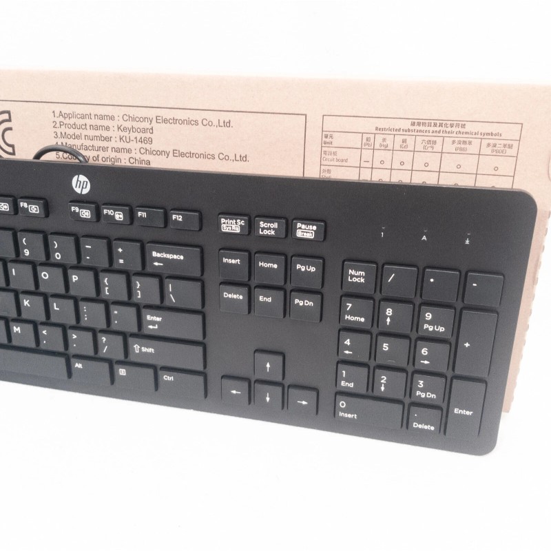 HP USB Slim Wired Office Keyboard 803181001 Model KU-1469 -