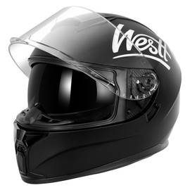Westt Motorcycle Helmets Full Face Helmets - Street Bike Helmet with Dual Visor DOT Approved for Men Women Adults Compact Lightweight Storm X Grey Black White (Black, L (23.23-23.62 in))
