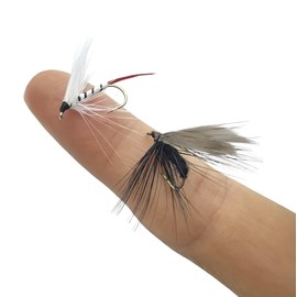 AMZfishing Pack of 2 Hand-Tied Universal Dry Fly Fly Fly Fishing Trout Mosquito Trout Fishing Dry Fly Trout Fly Fishing Dry Fly Trout (Fly Dark + White/Red)
