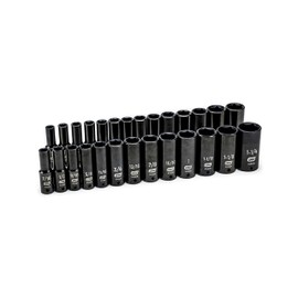 GEARWRENCH 27 Pc. 1/2" Drive 6 Pt. Impact Socket Set, Deep, SAE/Metric - 84949N
