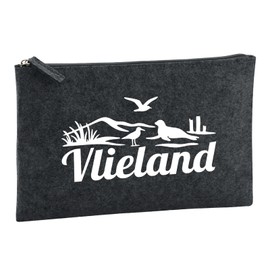 Huuraa Kulturbeutel Vlieland Niederlande Geschenk 1 Liter Charcoal Filz Vlieland Geschenkidee