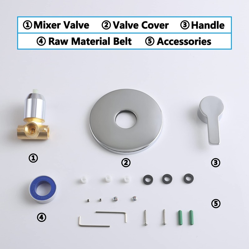 DOLGABA Shower Valve Handle Single Function Shower Mixer Valve Kit