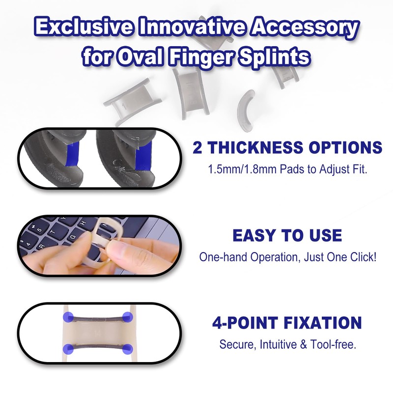 RonJea 8Pcs Oval Finger Splints & Click-Lock Adjustment Kit, 4