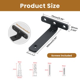 Mooche 4Pcs Black Shelf Brackets, Wall Floating Shelf Brackets, Heavy-Duty Metal L-Shaped Shelf Bracket, 120MM*75MM for Shelves Support Wall Hanging Supporting Suspended Items