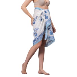 CRAFT KALA 100% Cotton Printed Women's Sarong Beach Wrap Bikini Wraps Cover Ups for Swimwear Pareo Skirt Swimsuit Coverups Long Bathing Suit Scarf 73"" x 44""