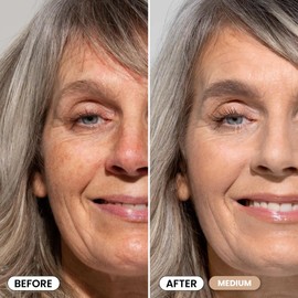 PrimeSkin CC+ Cream for Mature Women – Lightweight Liquid-to-Powder Foundation – Blurs Pores & Covers Age Spots – Crease-Free, Hydrating & Soft-Matte Finish for Sensitive Skin (Medium)