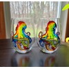 Rainbow Octopus Stemless Wine Glasses Set of 2 Beach Home