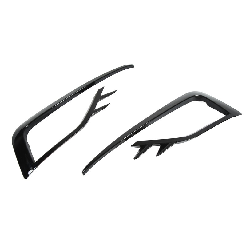 Pair Front Fog Light Lamp Eyebrow Trim Glossy Black for