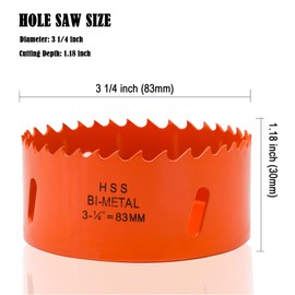 Koopi 3 1/4 inch Hole Saw with Arbor and Drill Bit, 3.25 in M42 Bi-Metal Hole Cutter - Quick & Smooth Cutting for Metal, Wood, Plastic