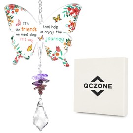 QCZONE Friend Gifts Butterfly Crystal Suncatcher - Acrylic Pendant with Gift Box Thoughtful Present For Close Friendship Gifts for Women Birthday Gift for Women Friends