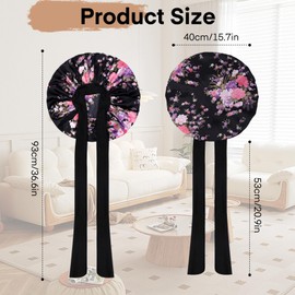 Arqumi 2 Pcs Satin Silk Bonnet for Sleeping Women, Large Long Strap Tie Band Adjustable Sleep Night Cap Curly Hair Bonnet Wrap for Braids Mother's Day Girls Gifts, Black+ Pink(Large, Flower Pattern)