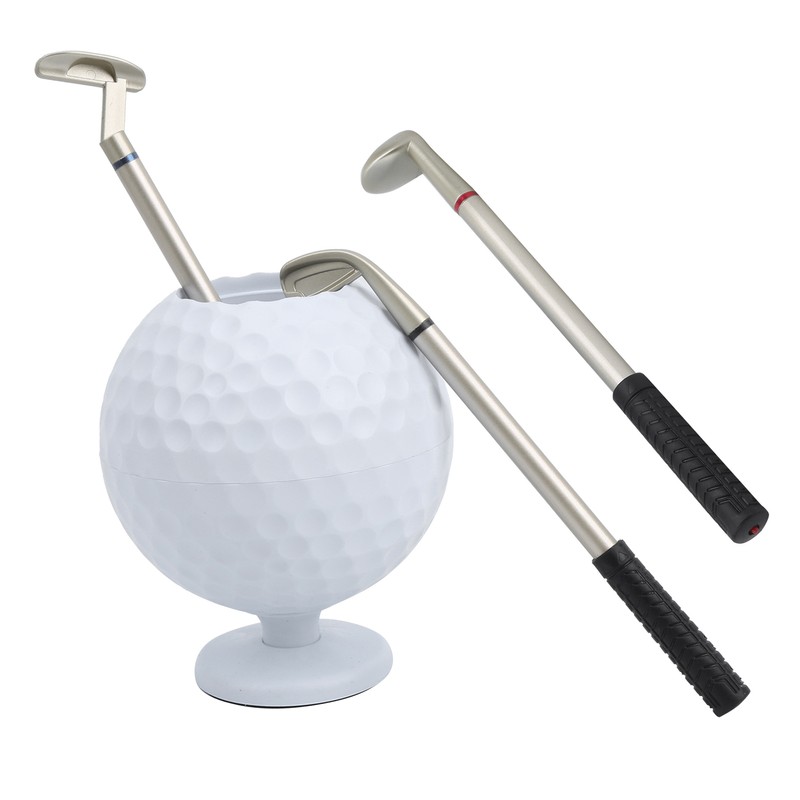 Mini Desktop Golf Ball Pen Holder with 3 Golf Cue