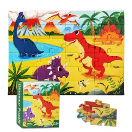 Rompecabezas para Niños,Rompecabezas Niños 24 piezas de 3 a 6 Años,Rompecabezas Dinosaurios Para Niños y Niñas,Rompecabezas Niño 5 Años Juguete Didáctico para Niños de Suelo Resistente y Póster