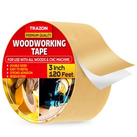 Double Sided Woodworking Tape Super Strong, 3 Inch x 120 Feet, Wood Crafter Sticky Tool, Two Side Adhesive for Router Templates and CNC Machine, Removable & Residue Free
