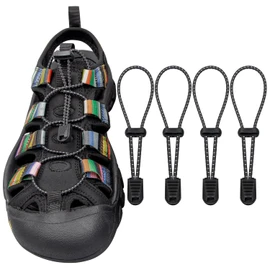 Endoto 2 Pairs Elastic Shoelaces for Keen Newport Water Sandal No Tie Shoe Laces Replacement Stretchy Bungee Strings(Color:Black&White,Size:40Inch)