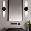 Double Cylinder Glass Wall Sconce,Modern Steel Bathroom Vanity Light, Spherical